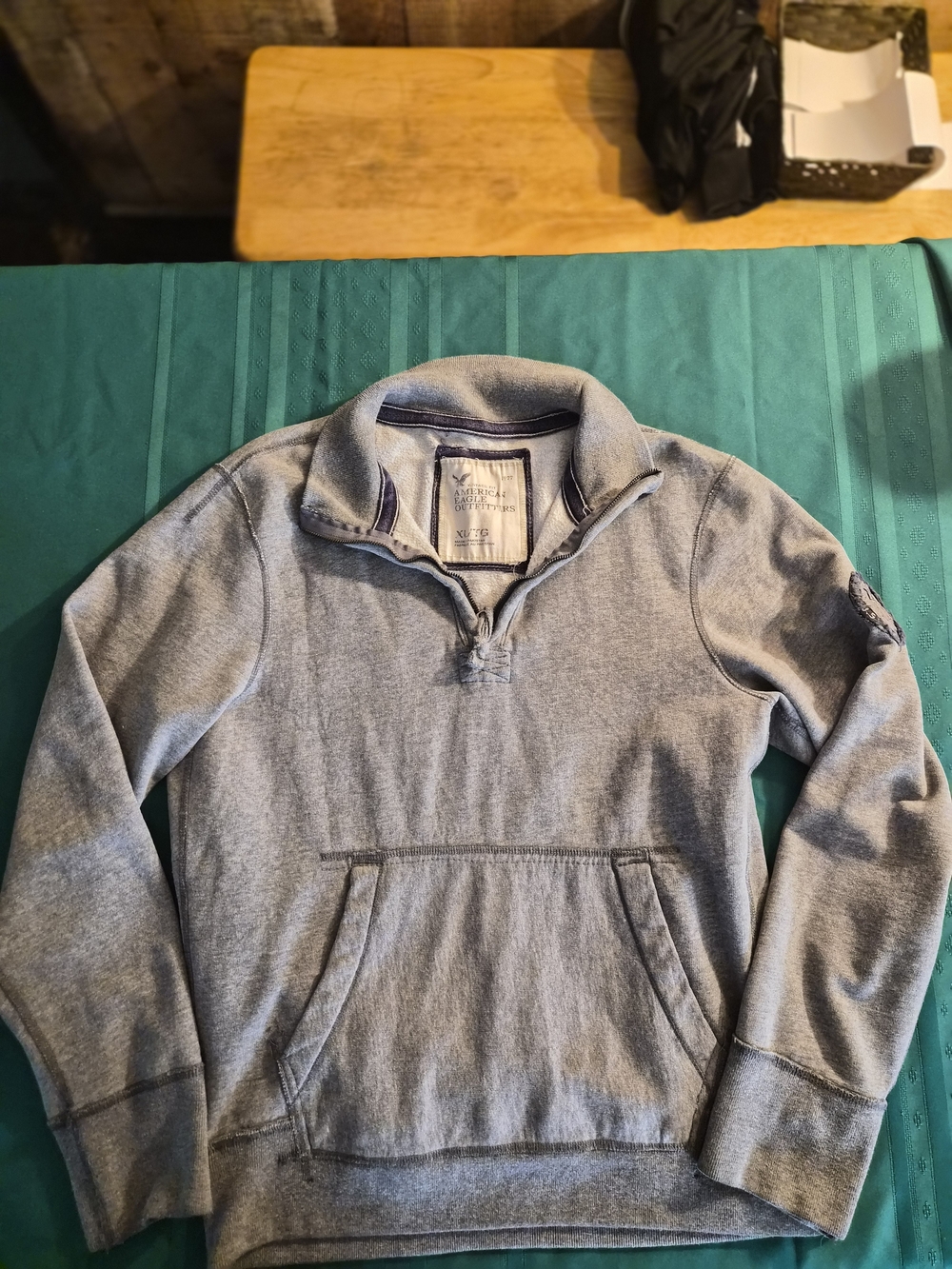 American Eagle Outfitters Light Gray Quarter-Zip Pullover